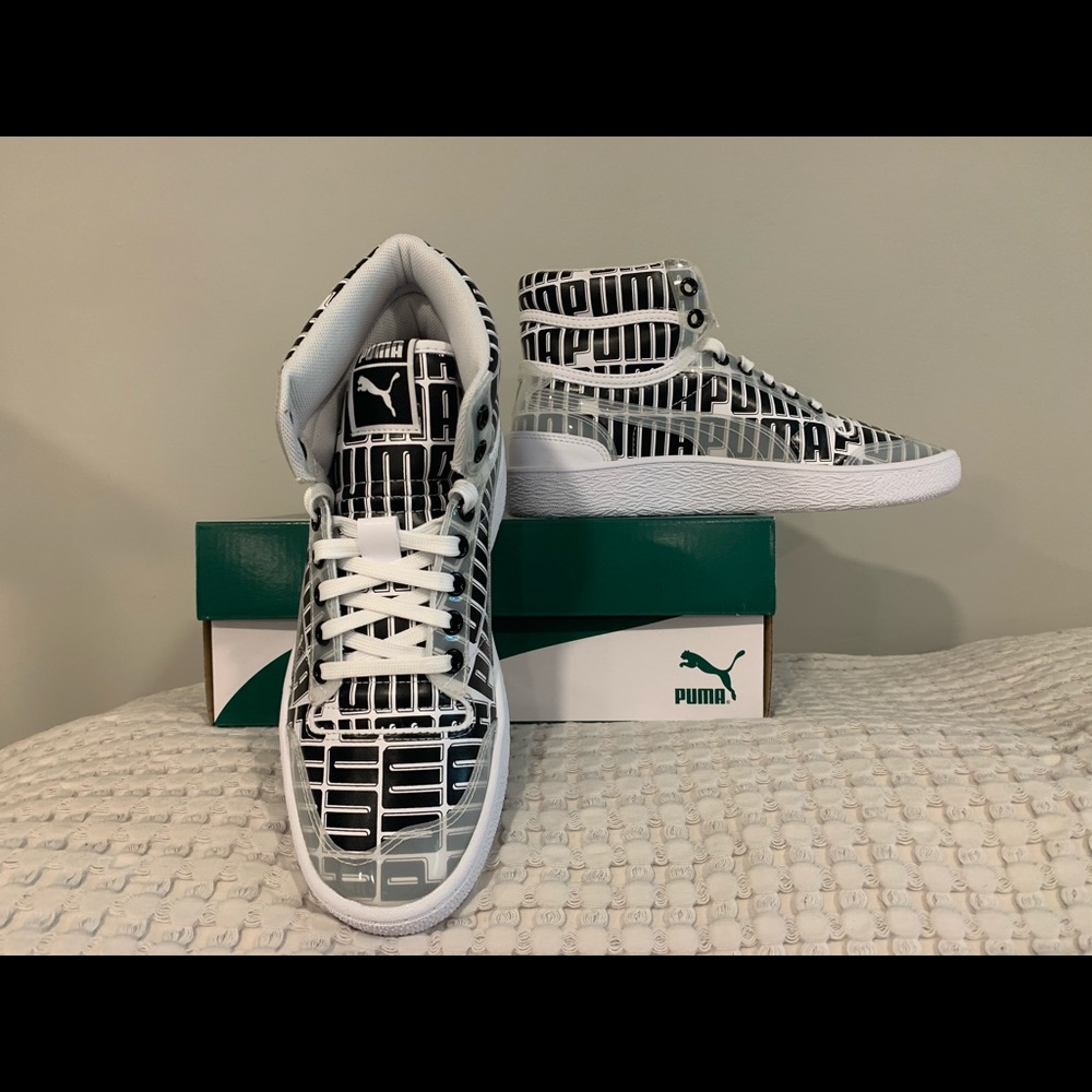 PUMA black & white Ralph Sampson Mid Logo sneaker